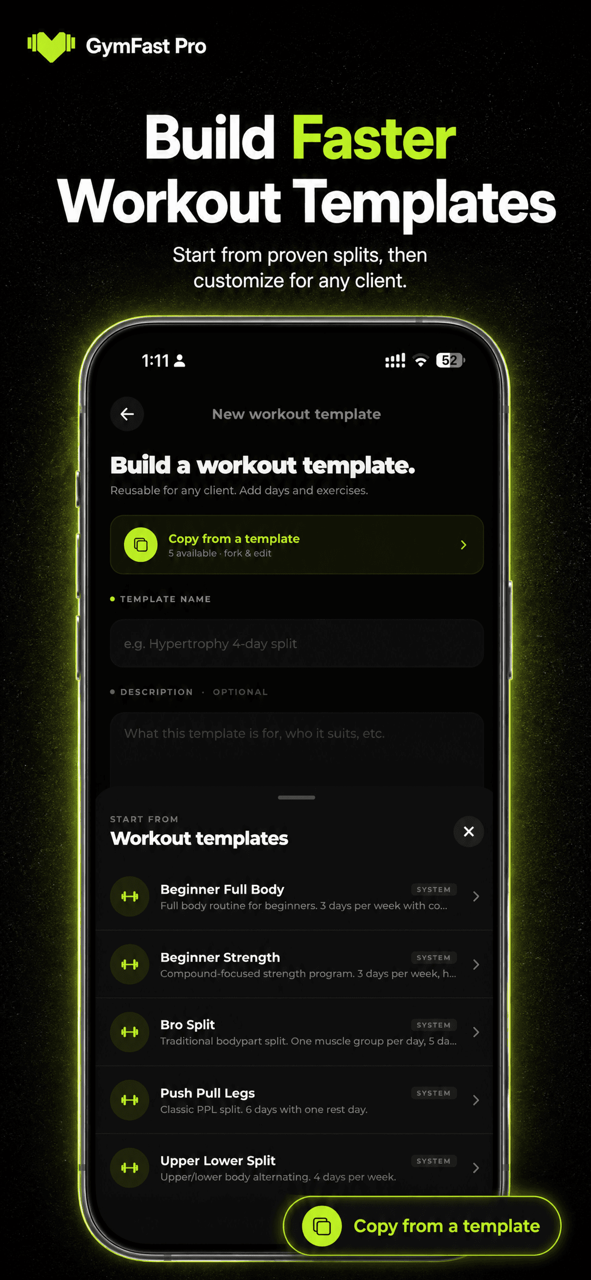 GymFast Pro — Workout Plan Builder