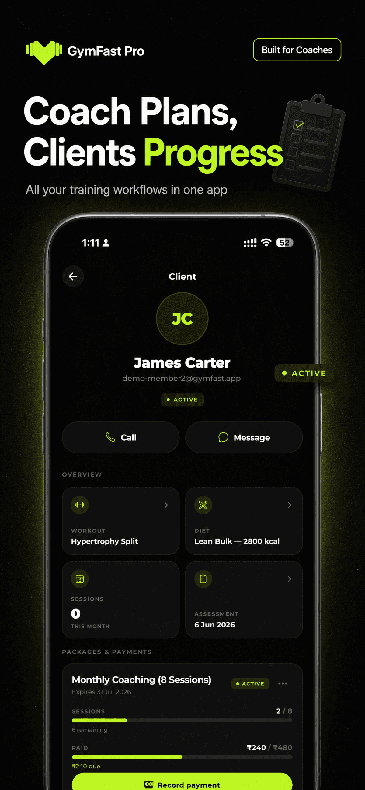 GymFast Pro — Payments & Invoicing
