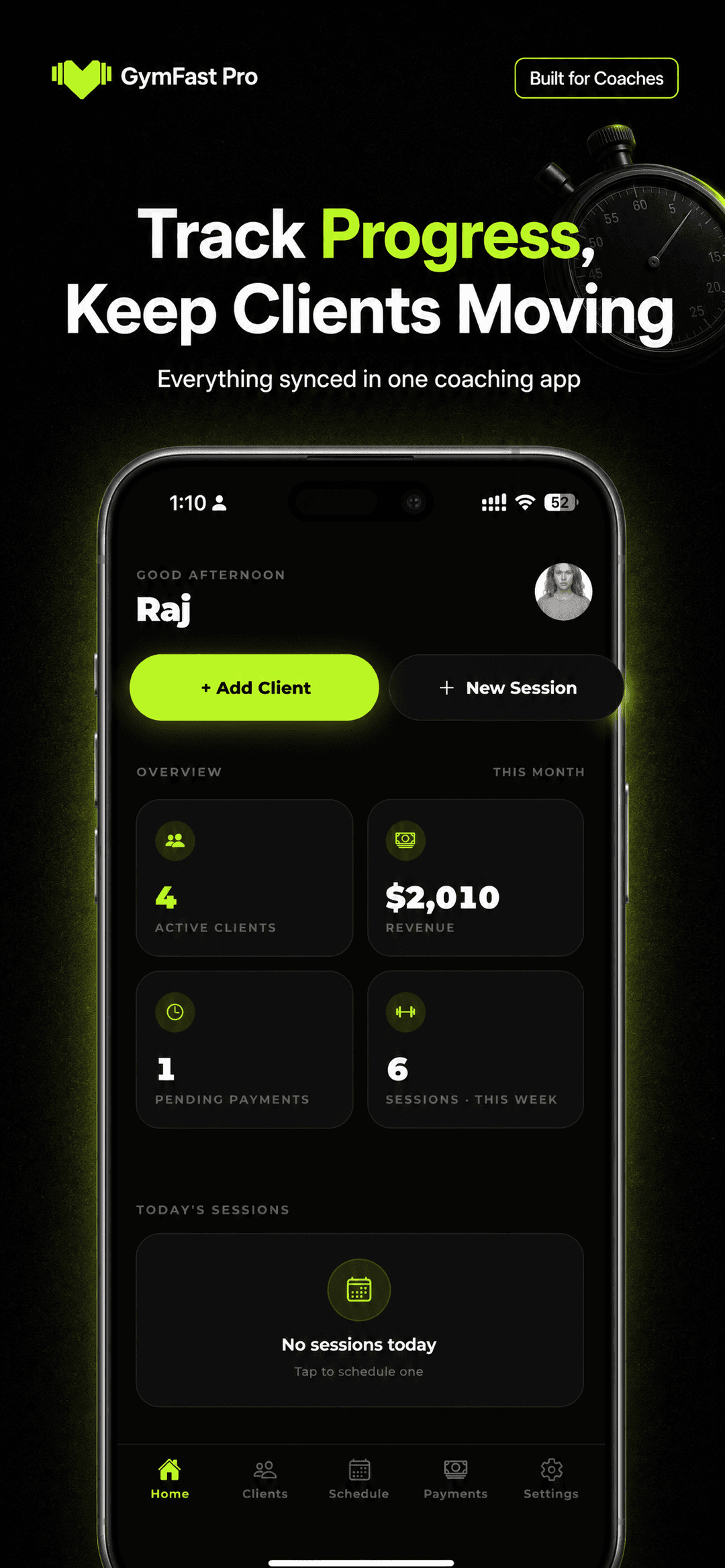 GymFast Pro — Dashboard