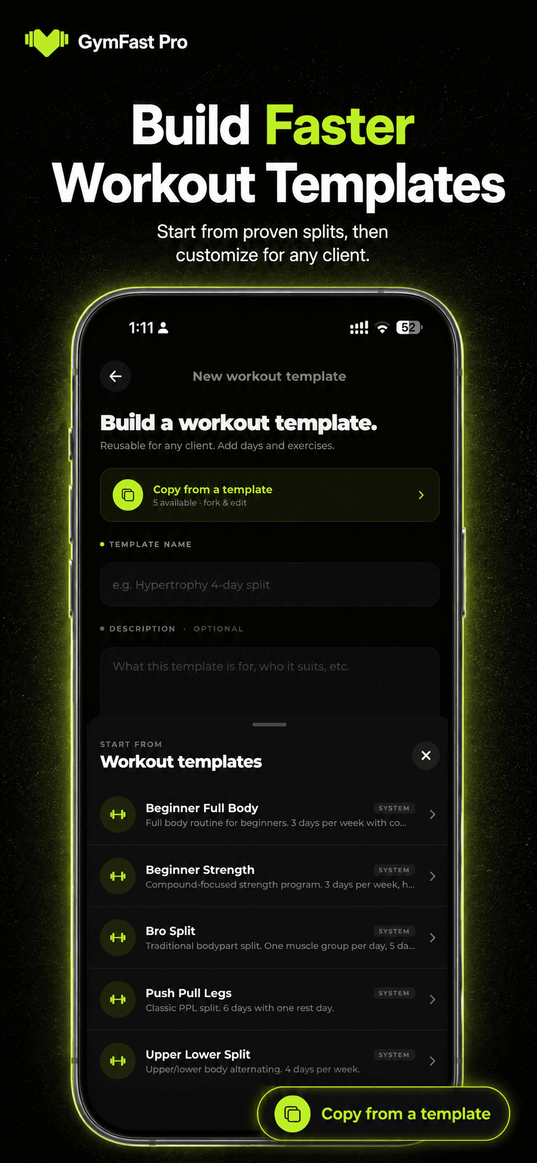 GymFast Pro — Workout builder
